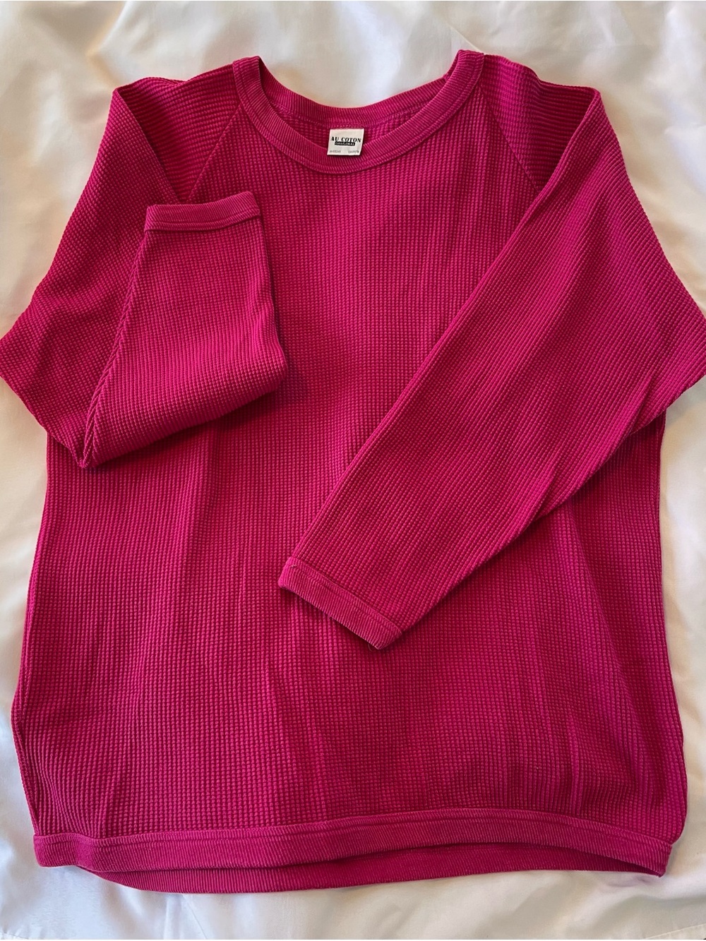 Au Coton Original - Women's Hot Pink Waffle Crewneck - voir mesures